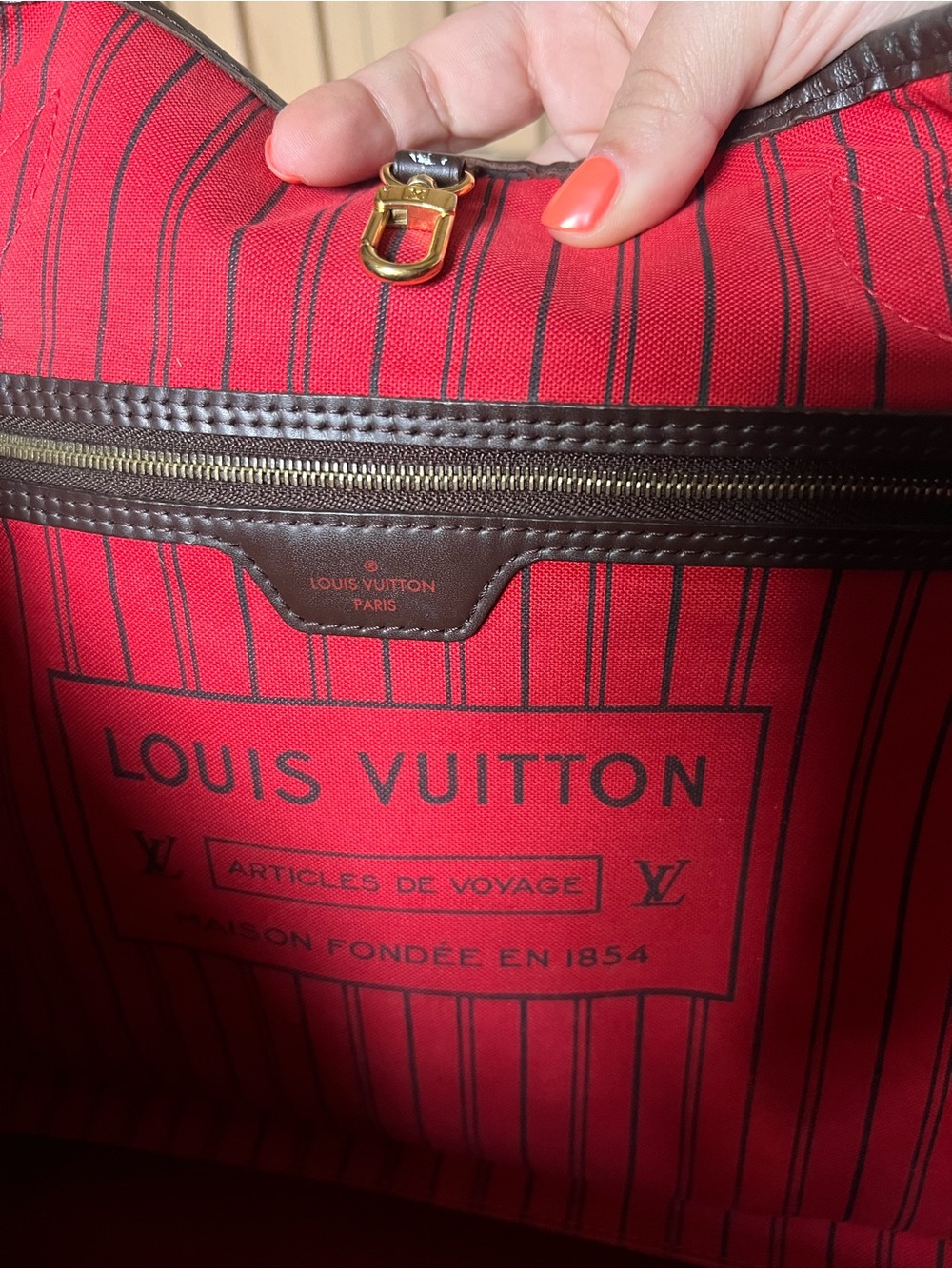 AUTHENTIC | Louis Vuitton Neverfull Size GM Damier Ebene, Brown| No Pouch - Picture 9 of 11